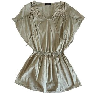 Pink Collection Crochet Lace Boho Dress Beige Flowy Mini Cottagecore M/L